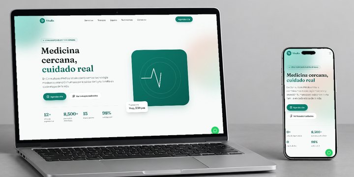 Consultorio Vitalis: su web en computadora y celular