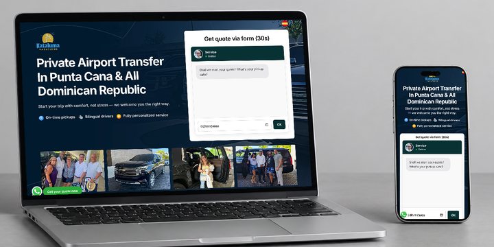 Kataluma Vacations: su web en computadora y celular