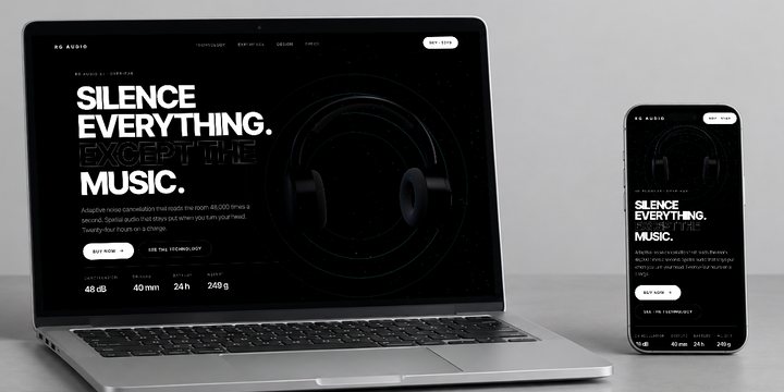 RG Audio X1: su web en computadora y celular