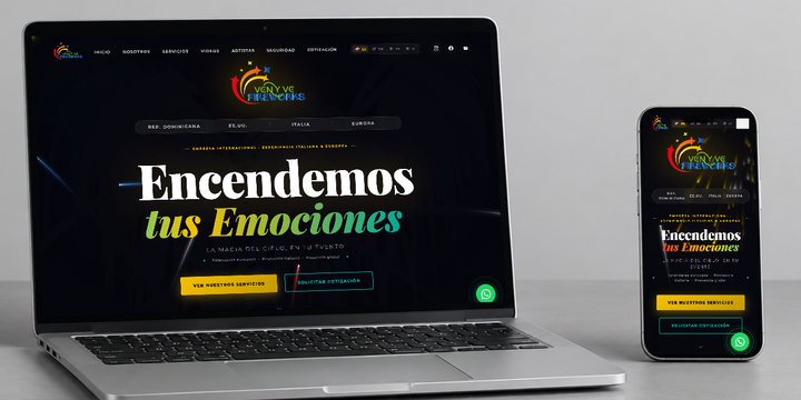 Ven y Ve Fireworks: su web en computadora y celular